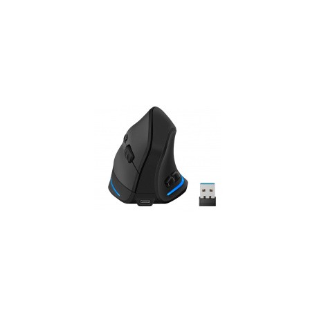 Mouse Vertical Ergonómico Steren Óptico COM-5730, RF Inalámbrico, USB-A, 2400DPI, Negro