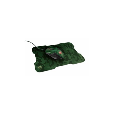 Trust Kit Gamer Mouse y Mouse Pad GXT 781 Rixa, Alámbrico, USB A, 3200DPI, Verde/Negro