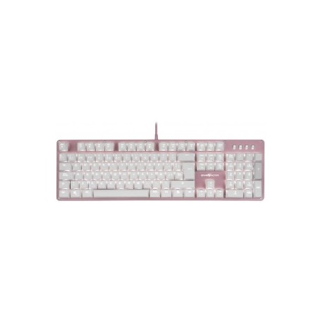 Teclado Gamer Game Factor KBG400, Teclado Mecánico, Switch KRED Blue, Alámbrico, Rosa (Español)