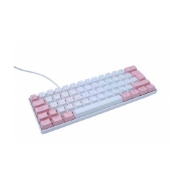 Teclado Gamer Ocelot Gaming White Pearl 60 RGB, Teclado Mecánico, Switch Blue, Alámbrico, Blanco/Rosa (Inglés)