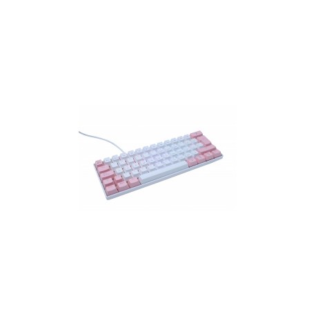 Teclado Gamer Ocelot Gaming White Pearl 60 RGB, Teclado Mecánico, Switch Blue, Alámbrico, Blanco/Rosa (Inglés)