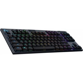 Teclado Gamer Logitech G915 TKL RGB, Teclado Mecánico, Switch GL Táctil, Inalámbrico, Negro (Inglés)