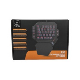 Teclado Gamer Aion K50 RGB Una Mano, Teclado Mecánico, Cherry MX Blue, Alámbrico, Negro