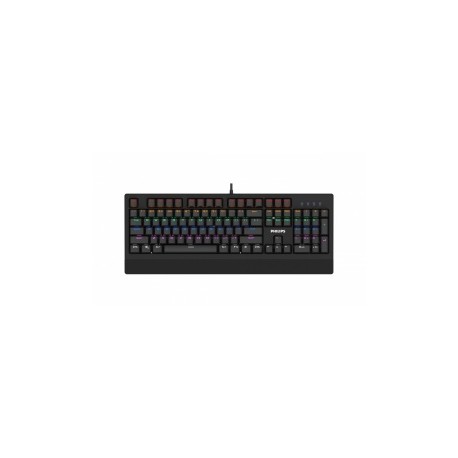 Teclado Gamer Philips G400 RGB, Teclado Mecánico, Switch Cyan, Alámbrico, Negro (Inglés)