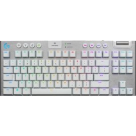 Teclado Gamer Logitech G915 TKL RGB, Teclado Mecánico, Switch GL Táctil, Inalámbrico, Blanco (Inglés)