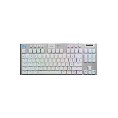 Teclado Gamer Logitech G915 TKL RGB, Teclado Mecánico, Switch GL Táctil, Inalámbrico, Blanco (Inglés)