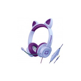 HyperGear Audífonos Gamer para Niños Kombat Kitty, Alámbrico, 1.8 Metros, 3.5mm, Púrpura